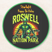 Alien Adventures Start Here in Roswell! Ronde Kartonnen Onderzetter (Voorkant)