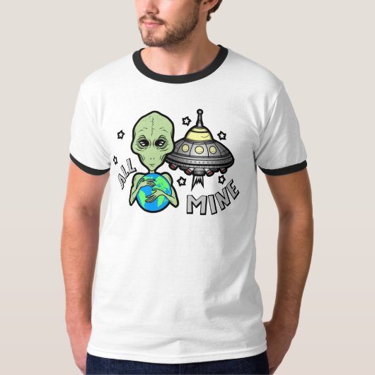 Alien All Mine Heren Basic Ringer T-Shirt (Voorkant)
