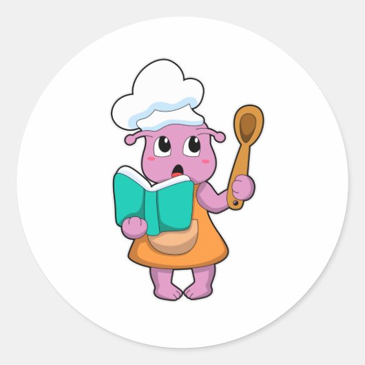 Alien als Cook met Cookbook Ronde Sticker (Voorkant)