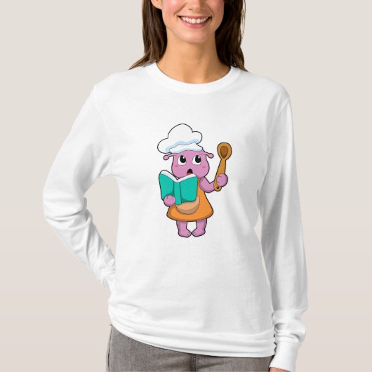 Alien als Cook met Cookbook T-shirt (Voorkant)