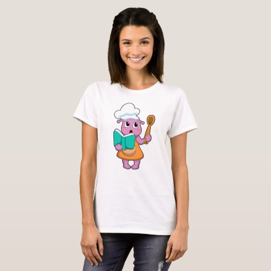 Alien als Cook met Cookbook T-shirt (Voorkant volledig)