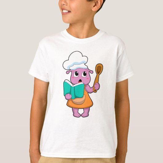 Alien als Cook met Cookbook T-shirt (Voorkant)