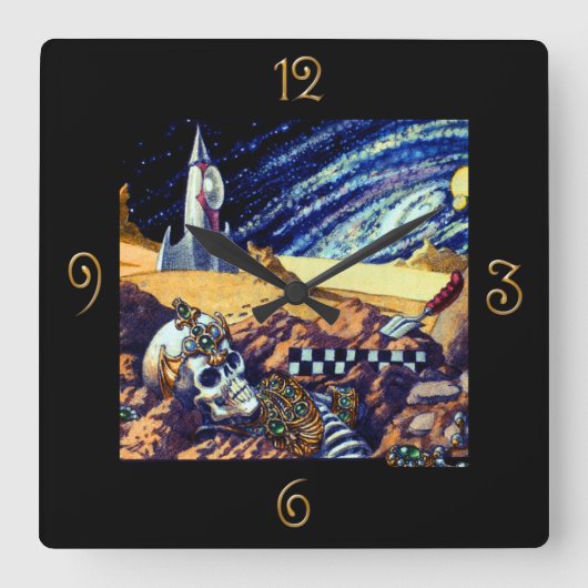 Alien Archeology Vierkante Klok (Voorkant)