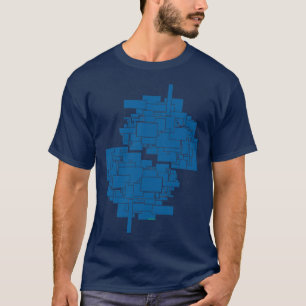 Alien art-architectuur vierkanaals abstract blauw  t-shirt