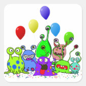 Alien Art * Partij met Aliens Vierkante Sticker (Voorkant)