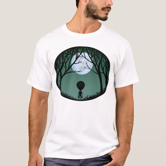 Alien Art T-shirt Mannen Maan Shirten (Voorkant)