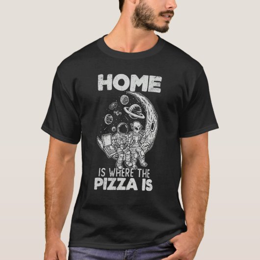 Alien Astronaut Eating Pizza In The Cosmos Pizza T-shirt (Voorkant)