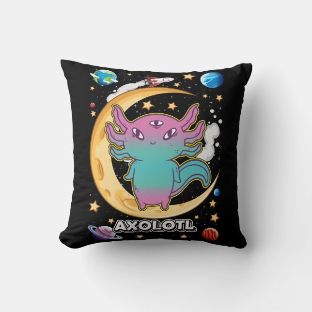 Alien Axolotl Pastel Gothic Space Crescent Kussen (Voorkant)