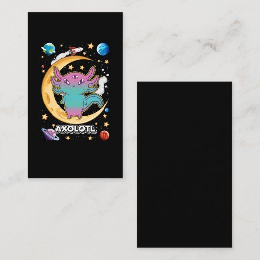 Alien Axolotl Pastel Gothic Space Crescent Visitekaartje (Voorkant / Achterkant)