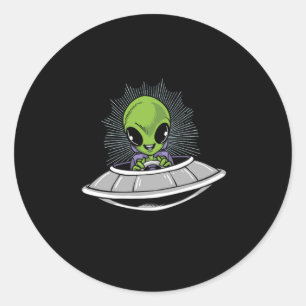 Alien Baby Flying Saucer UFO Believer Aliens Gift Ronde Sticker