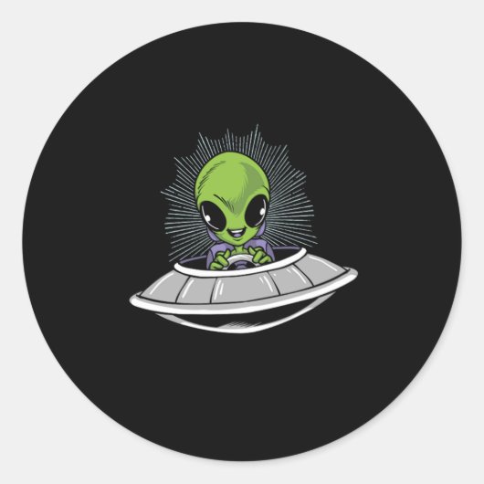 Alien Baby Flying Saucer UFO Believer Aliens Gift Ronde Sticker (Voorkant)