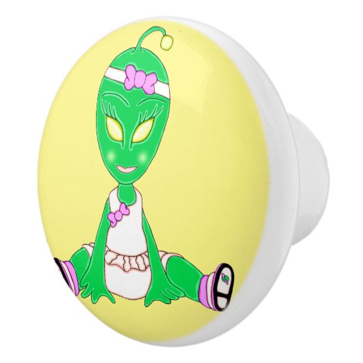 Alien Baby Girl Keramische Knop (Rechts)
