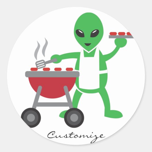 Alien Barbecue Cookout Thunder_Cove Ronde Sticker (Voorkant)
