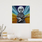Alien basgitarist speelt zijn hart uit poster (Keuken)