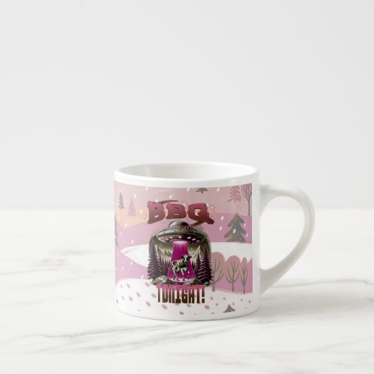 Alien BBQ Koe ontvoering grap Espresso Kop (Rechts)