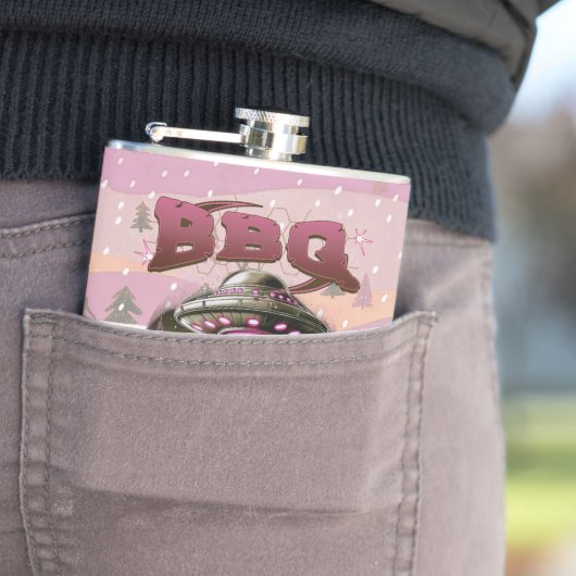 Alien BBQ Koe ontvoering grap Heupfles (Voorbeeld)