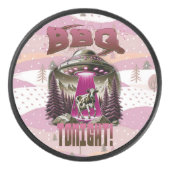 Alien BBQ Koe ontvoering grap Hockey Puck (Voorkant)