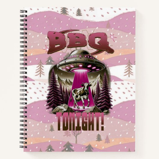 Alien BBQ Koe ontvoering grap Notitieboek (Voorkant)
