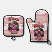 Alien BBQ Koe ontvoering grap Ovenwant & Pannenlap Set (Voorkant)