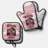 Alien BBQ Koe ontvoering grap Ovenwant & Pannenlap Set (Voorkant / Achterkant)