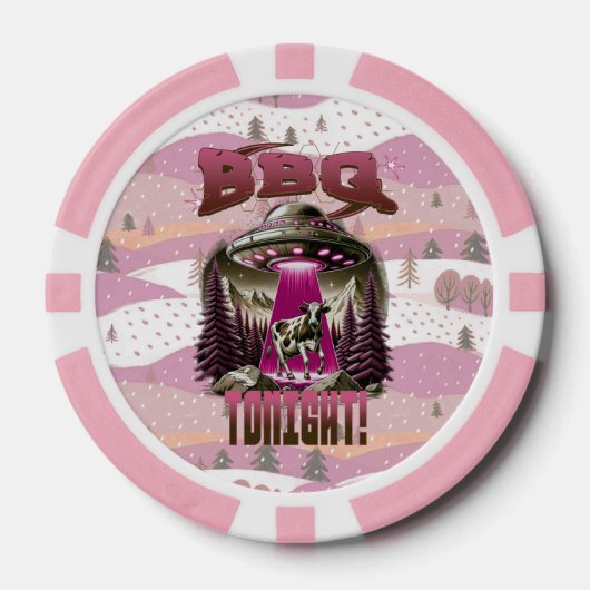 Alien BBQ Koe ontvoering grap Poker Chips (Voorkant)