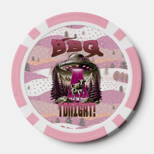 Alien BBQ Koe ontvoering grap Poker Chips (Achterkant)