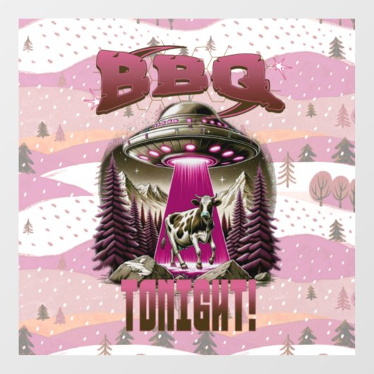 Alien BBQ Koe ontvoering grap Raamsticker (Vel)