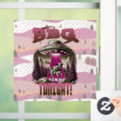 Alien BBQ Koe ontvoering grap Raamsticker (Huis)