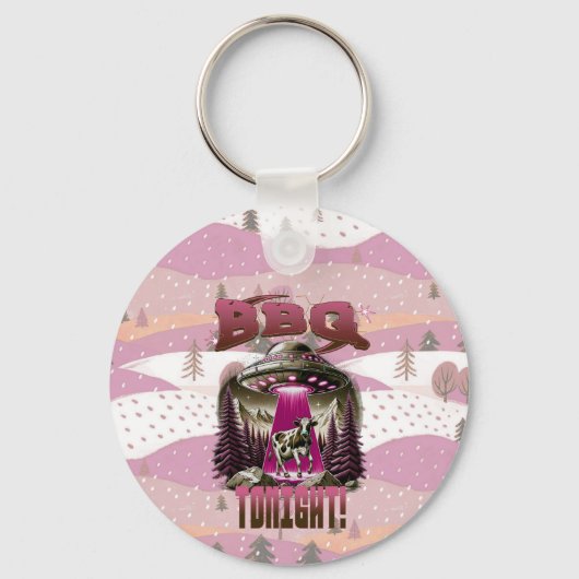 Alien BBQ Koe ontvoering grap Sleutelhanger (Voorkant)