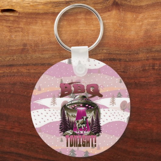 Alien BBQ Koe ontvoering grap Sleutelhanger (Achterkant)