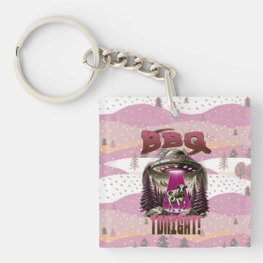 Alien BBQ Koe ontvoering grap Sleutelhanger (Voorkant)