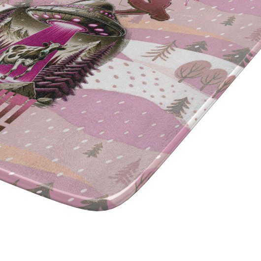 Alien BBQ Koe ontvoering grap Snijplank (Hoek)