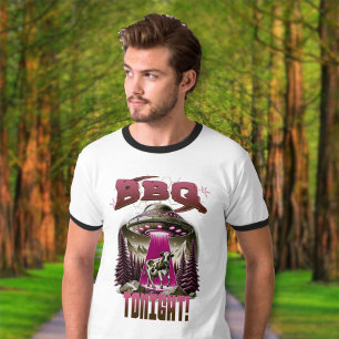 Alien BBQ Koe ontvoering grap T-shirt