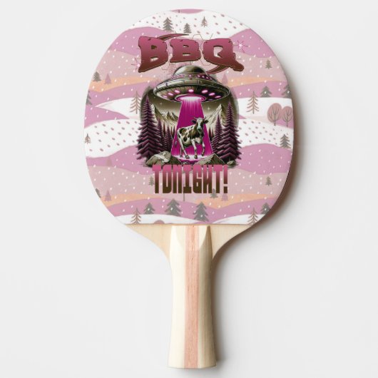 Alien BBQ Koe ontvoering grap Tafeltennisbatje (Voorkant)