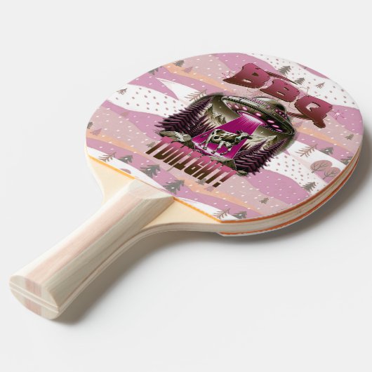 Alien BBQ Koe ontvoering grap Tafeltennisbatje (Voorkant Gekanteld)