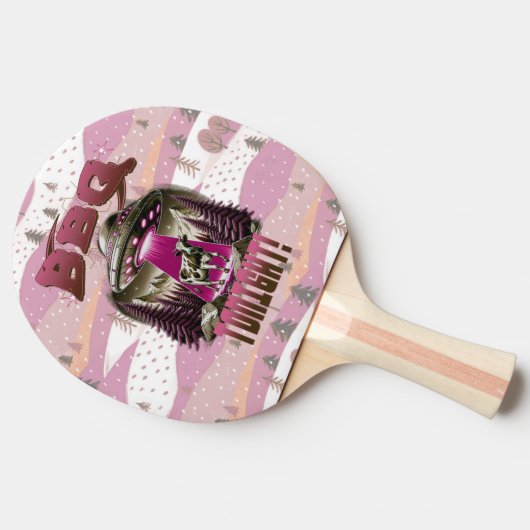 Alien BBQ Koe ontvoering grap Tafeltennisbatje (Zijkant)