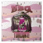 Alien BBQ Koe ontvoering grap Tegeltje (Voorkant)
