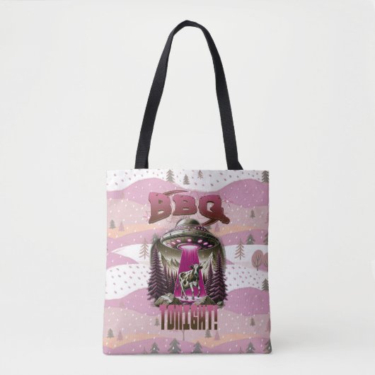 Alien BBQ Koe ontvoering grap Tote Bag (Voorkant)