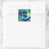 Alien Beach Vakantie - Wens dat je hier was Vierkante Sticker (Tas)