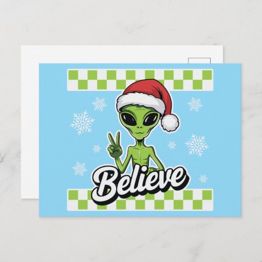 Alien Believe Feestdagenkaart (Voorkant / Achterkant)