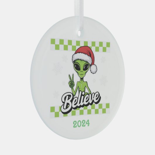 Alien Believe Glas Ornament (Voorkant Rechts)