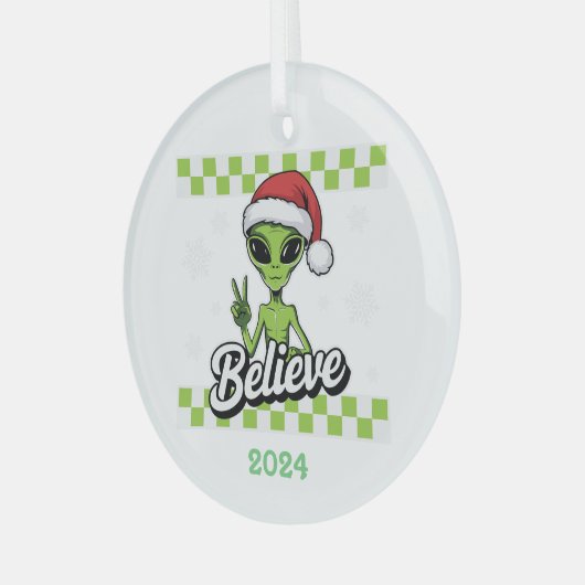 Alien Believe Glas Ornament (Voorkant links)