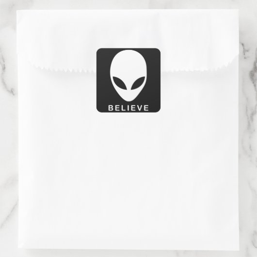 Alien Believe Vierkante Sticker (Tas)
