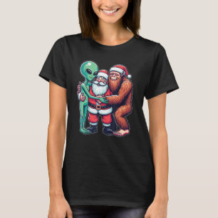 Alien Bigfoot en Santa Claus Believer Grappig Chri T-shirt