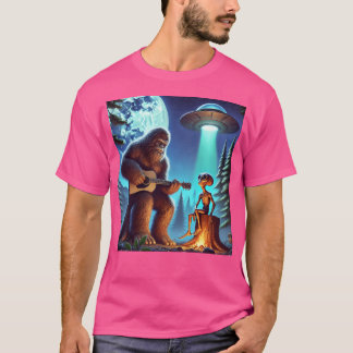 Alien Bigfoot Gitaar Sasquatch UFO Gifts Voor Mann T-shirt