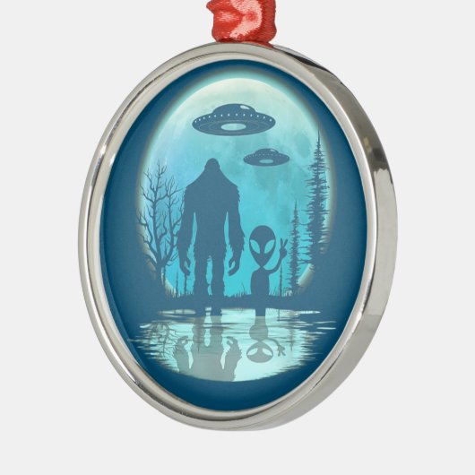  Alien Bigfoot Metal Kerstversiering Metalen Ornament (Links)