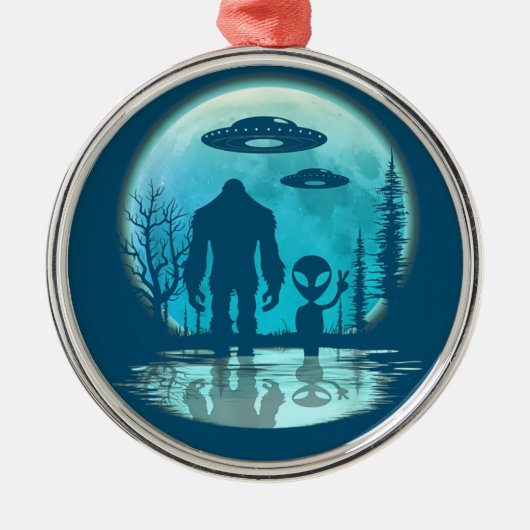  Alien Bigfoot Metal Kerstversiering Metalen Ornament (Voorkant)