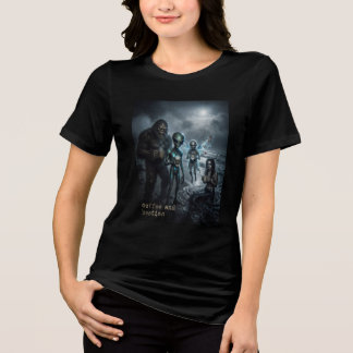 Alien Bigfoot Strand Koffie Crew Tri-Blend Shirt