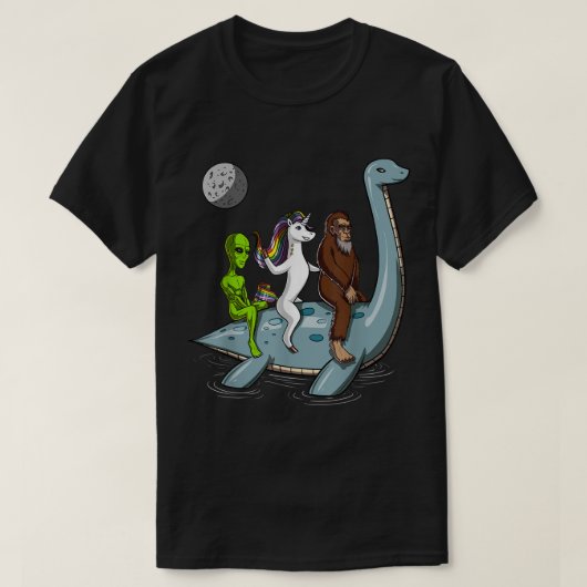 Alien Bigfoot Unicorn Nessie Adventure T-shirt (Design voorkant)