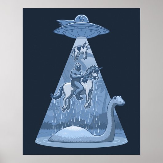 Alien, Bigfoot, Unicorn, Nessie Poster (Voorkant)